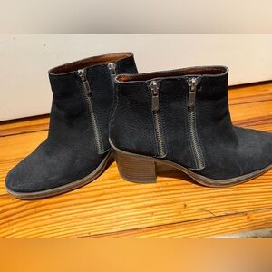 Lucky Brand Black Ankle Boots with Dual Zippers